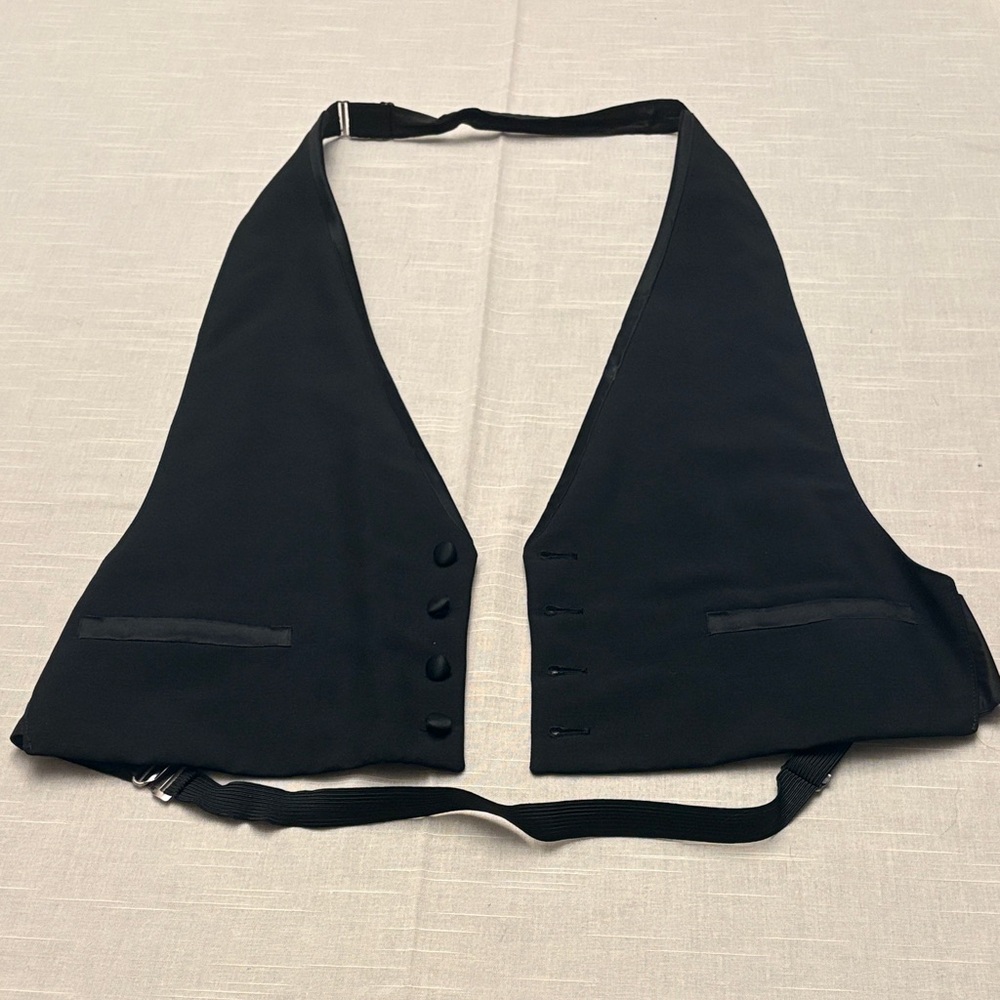 Elegant Men's Tuxedo Vest Black Tie Adjustable Waist and Neck - Picture 2 of 9